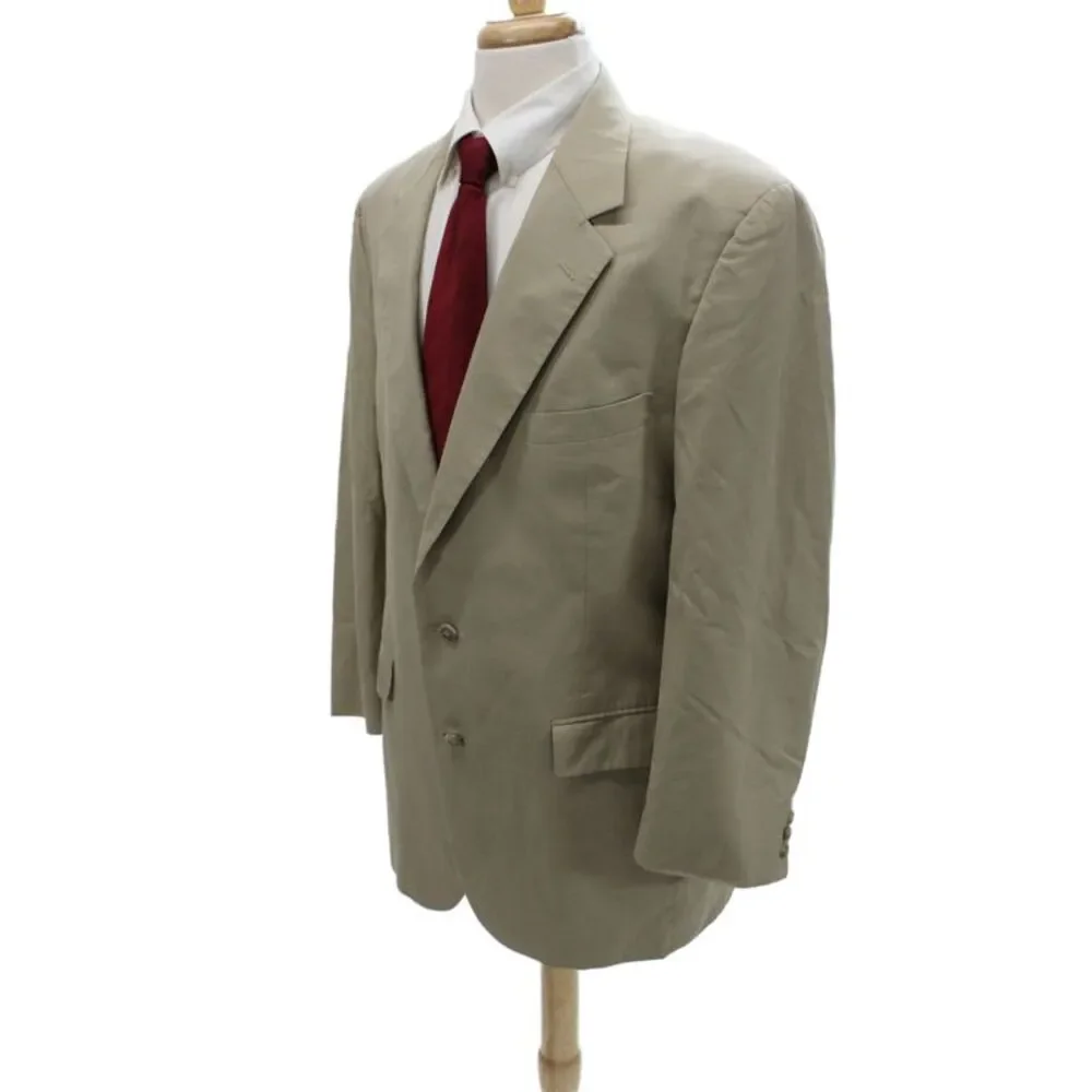 Brooks Brothers Mens Beige Solid Blazer Button Closure Classic Size 42